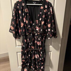 City Chic Black Wrap Floral Dress, Size 18